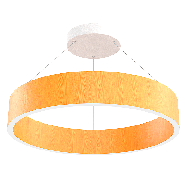 Lustre Madeira Luxo Grande Redondo 57cm - ARC57 - TAUARI - LED Branco Frio