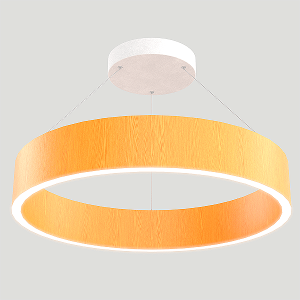 Lustre Madeira Luxo Grande Redondo 57cm - ARC57 - TAUARI - LED Branco Quente