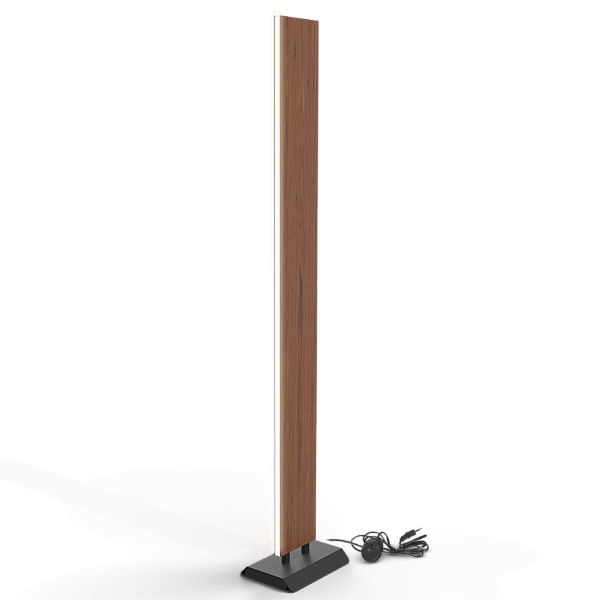 Abajur Coluna Minimalista Piso TIMBER C/ Madeira Sucupira - BRANCO QUENTE