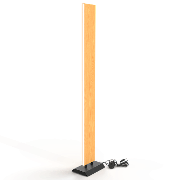 Abajur Coluna Minimalista Piso TIMBER C/ Madeira Tauari - BRANCO FRIO