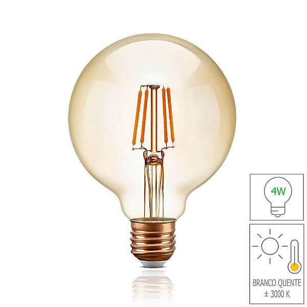 Lâmpada Filamento LED Retrô  - G95 - BIVOLT