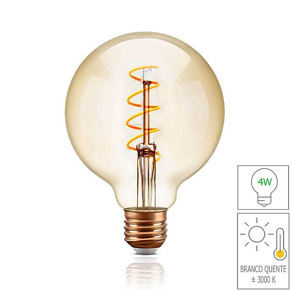 Lâmpada Filamento LED Retrô  - G95 SPIRAL - BIVOLT
