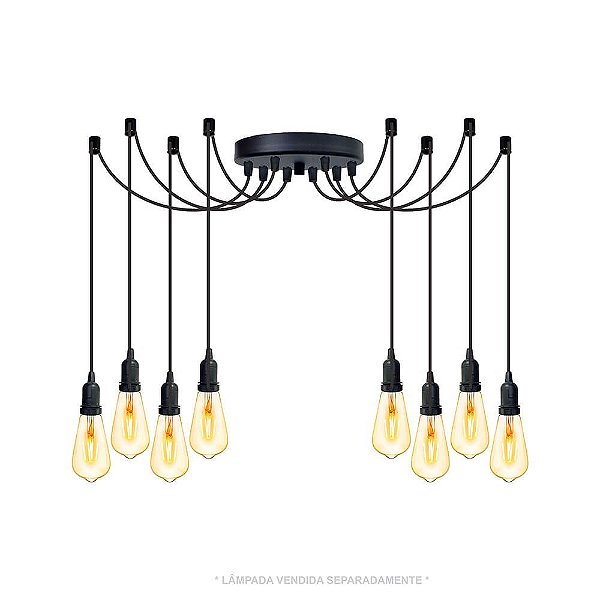 Lustre Aranha com 8 Pendentes de 2 m + soquetes