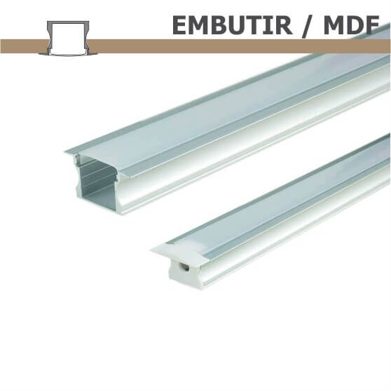Perfil EMBUTIR MDF para fita LED - 1 m