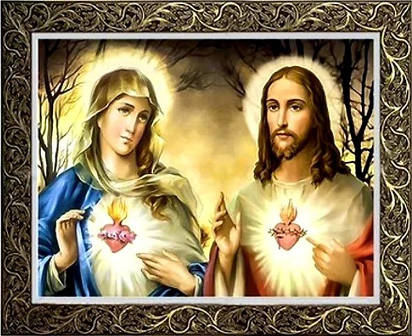 Quadro Sagrado Coração de Jesus e Maria