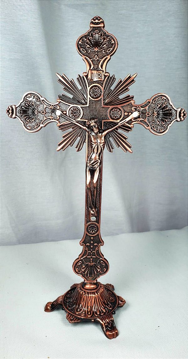 Crucifixo de Mesa Metal 25 cm