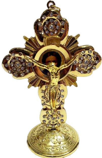 Crucifixo Metal de São Bento 13 cm Dourado