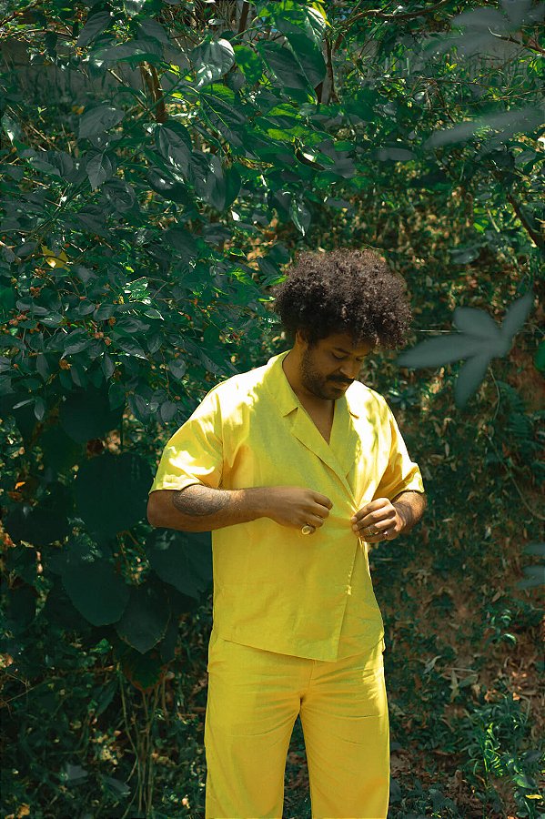 Camisa Kimono Linho Amarela