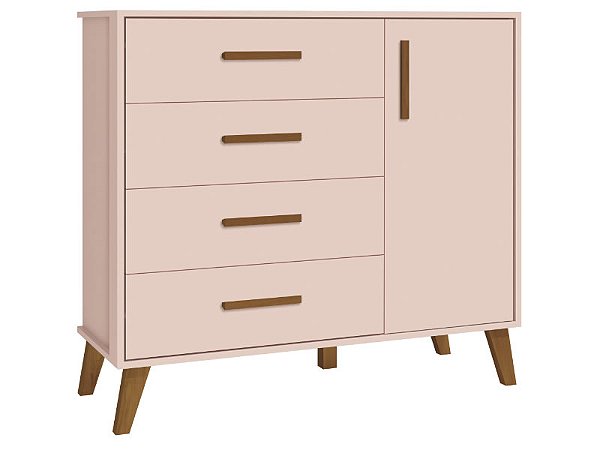 Cômoda Retrô 4 Gavetas 1 Porta Sapateira Ayla Reller