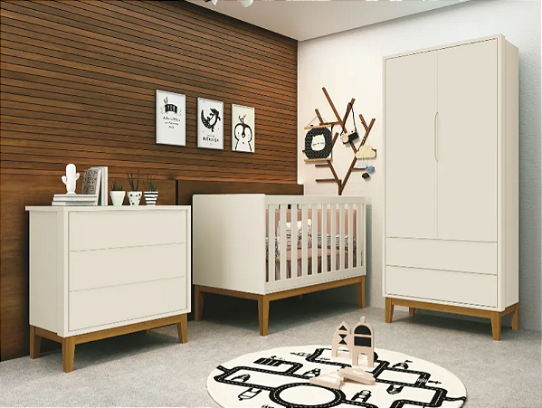 Quarto de Bebê Classic 2 Portas Reller Pés Madeira