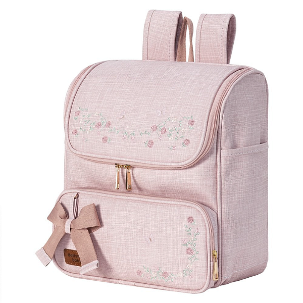 Mochila Garden Rosa com Laço Decorativo - Batistela Baby