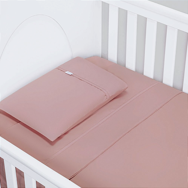 Jogo de Lençol Berço Basic Rosê Antigo 3 Peças - Batistela Baby