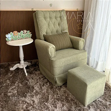 Poltrona Amamentação Luxo Ana Clara com Balanço e Puff