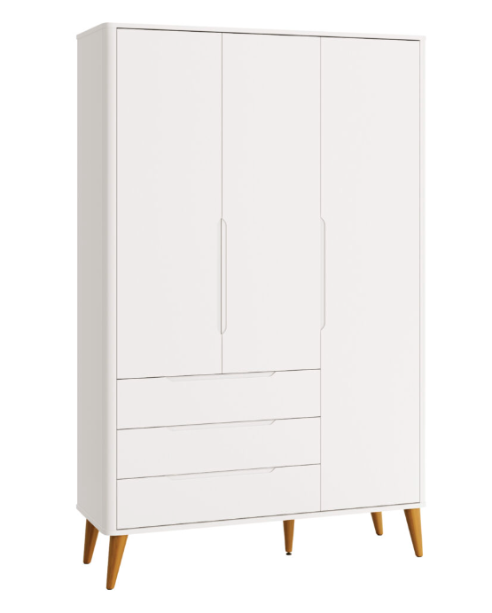 Guarda-Roupa BOOM Classic 3 Portas e 3 Gavetas pés Palito Retrô madeira