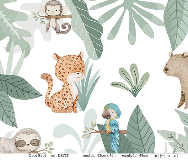 Papel de Parede - Doce Bebê 1 ( Selva com Folhagem / DB726)
