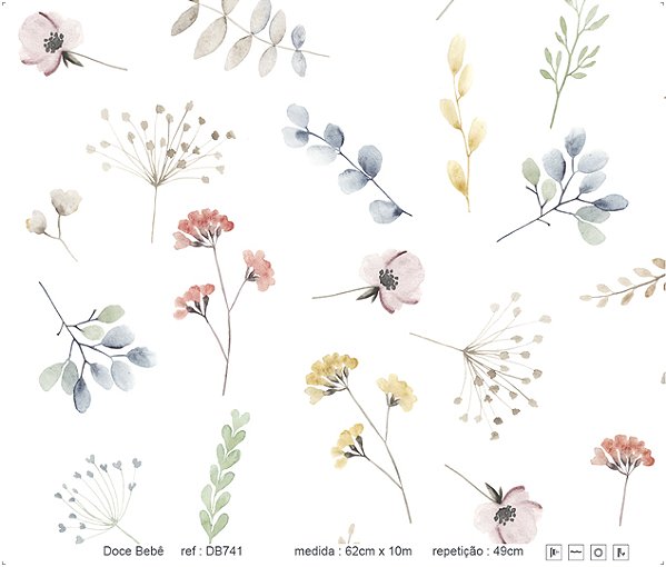 Papel de Parede - Doce Bebê 1 ( Floral Delicado / DB741)