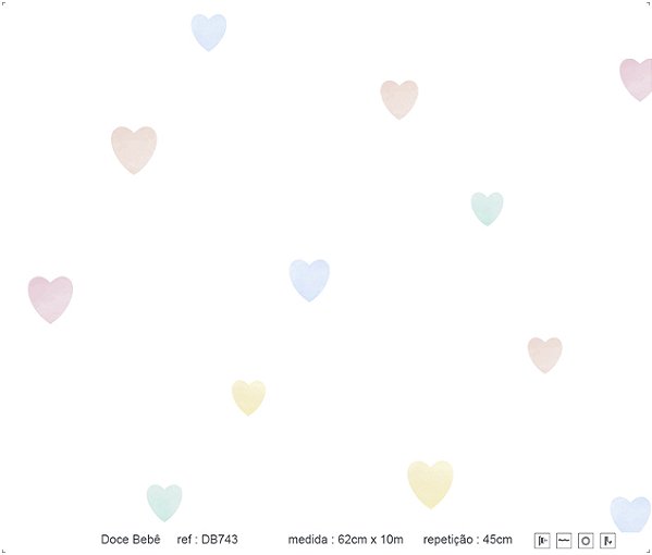 Papel de Parede - Doce Bebê 1 ( Coração Rosa e Azul / DB743)