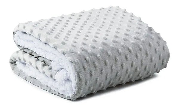 Manta baby Microfibra Pipoquinha com Sherpa - Cinza