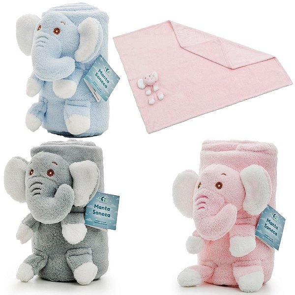 Manta Soft Loani Para Bebê Anti Alérgico Soneca ELEFANTE