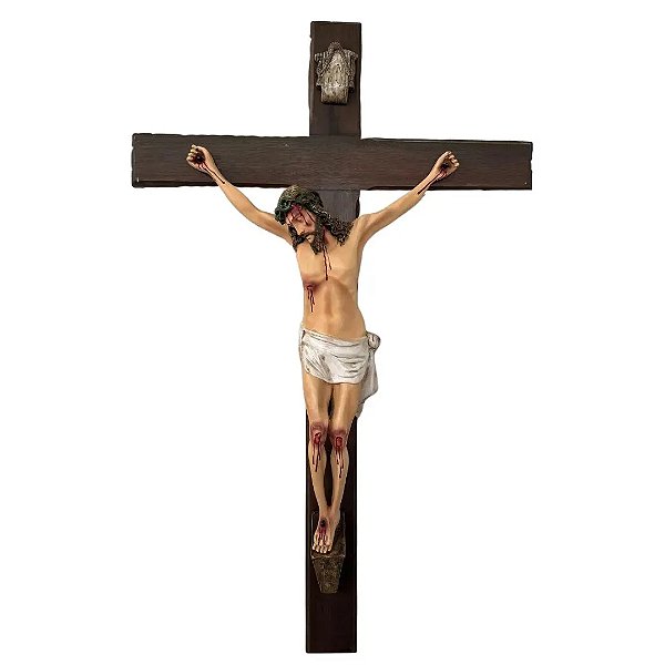 Crucifixo em Madeira 110 cm Cristo em Resina 70 cm