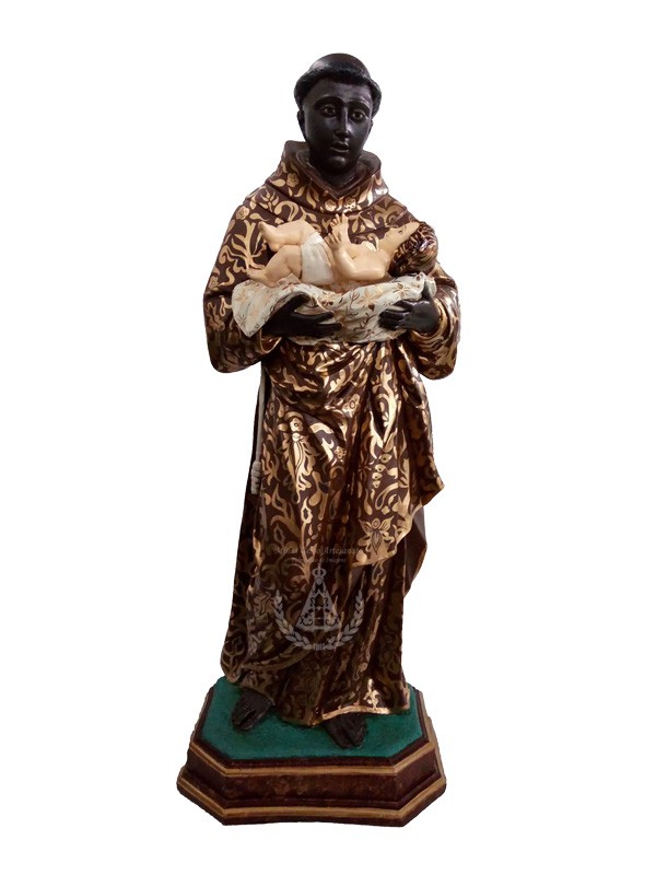 São Benedito Floral Dourado Resina 106 cm