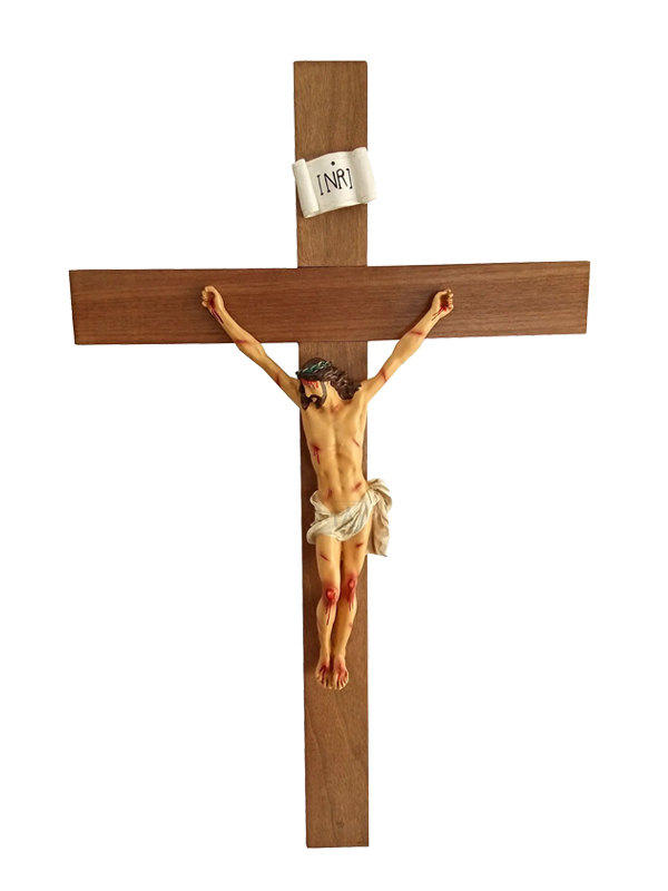 Crucifixo em Madeira 70 cm Cristo em Resina 38 cm