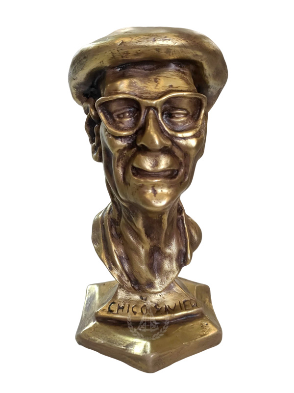 Chico Xavier Busto Pintura Dourada 17 cm