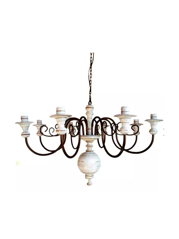 Lustre 8 Lampadas cor Branca Envelhecido