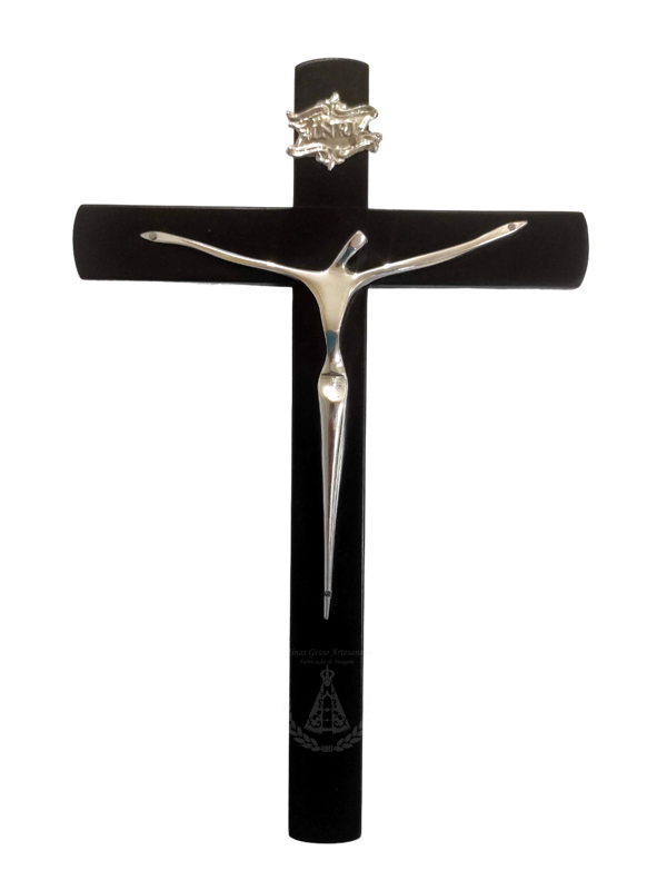 Crucifixo Madeira Cristo em Estanho Parade 33X23 cm