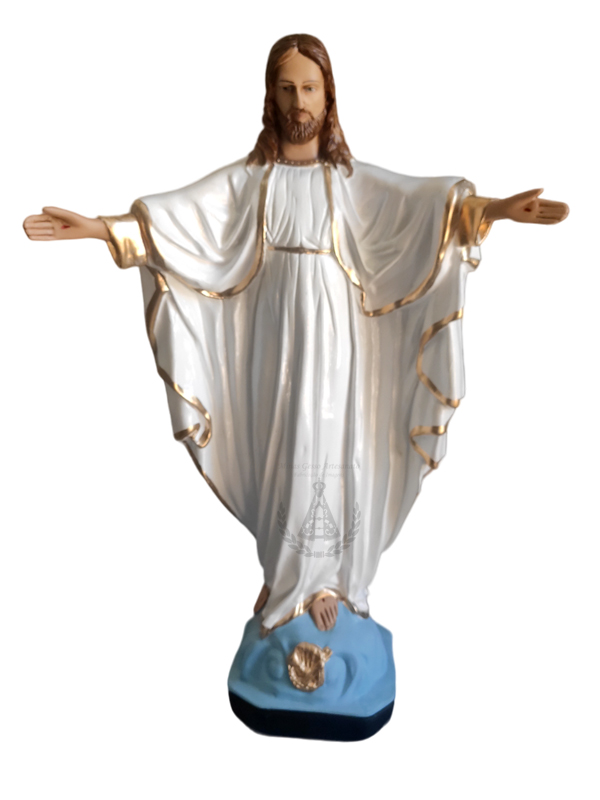 Jesus Cristo Braços Abertos Pintado Gesso 63 cm