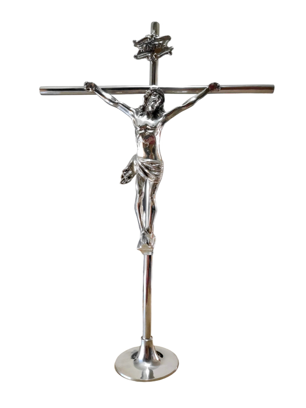 Crucifixo e Cristo em Estanho de Mesa 28X19 cm