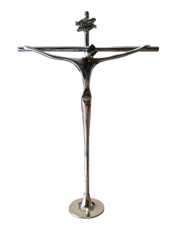Crucifixo e Cristo em Estanho de Mesa 21x14 cm