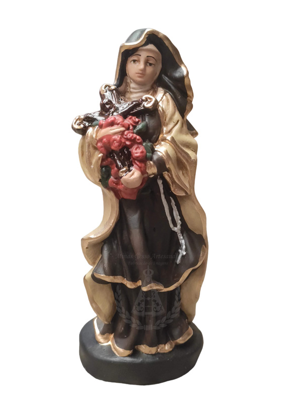 Santa Terezinha Manto Detalhado Gesso Pintado 20 cm