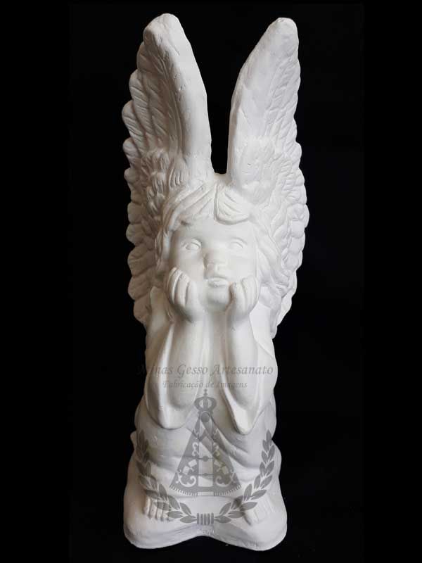 Anjo com mão rosto asa para cima P 20 cm
