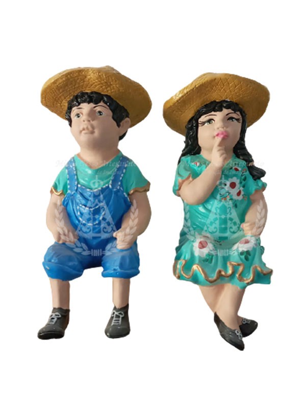 Casal de Jardineiro Gesso Pintado 50 cm