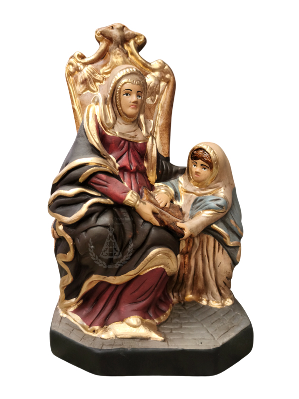 Nossa Senhora Santa Ana Santana Sentada Gesso Pintado 30 cm