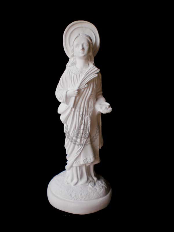 Santa Luzia Manto Bordado Gesso 20 cm