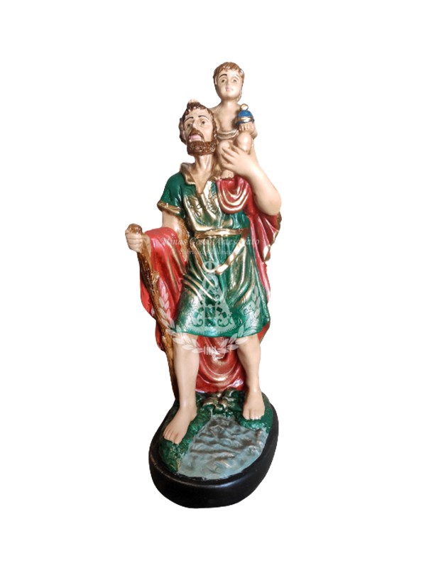 São Cristóvão Gesso mod.2 base Redonda Pintada 30 cm