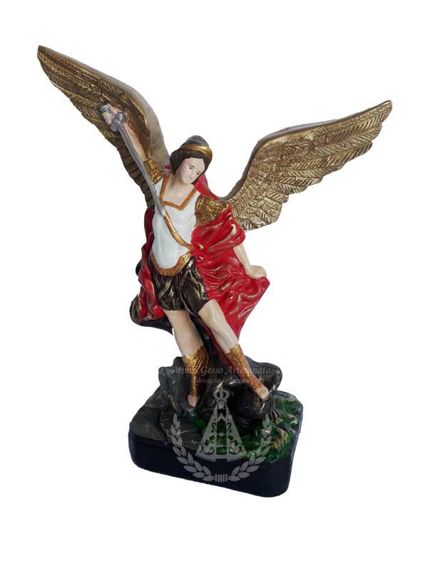 São Miguel Arcanjo Pintado Gesso 37 cm