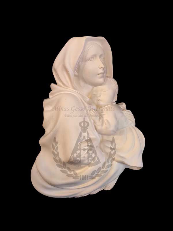 Virgem Maria com Manto e Jesus de parede 24 cm
