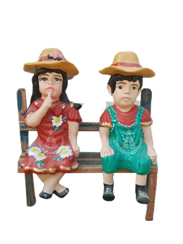 Casal Jardineiro M Pintado com Banco 37 cm