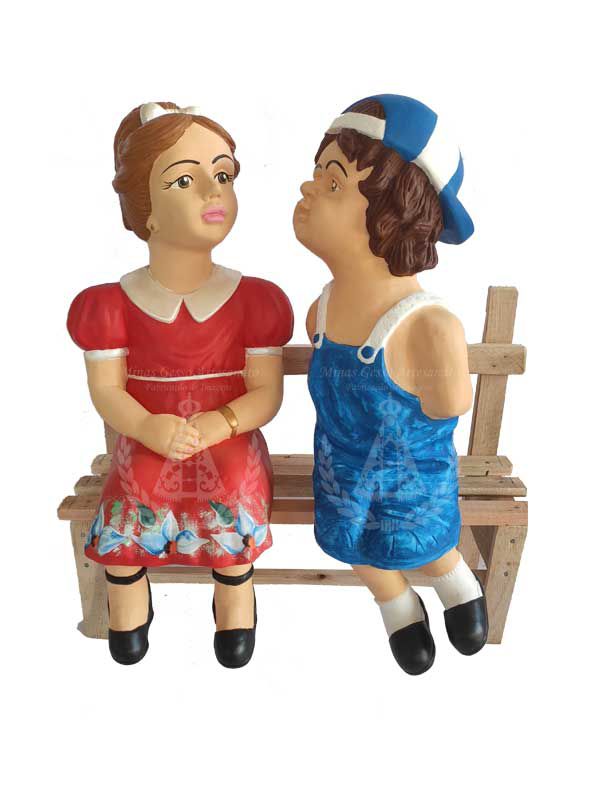 Casal de Estudante Pintado Com Banco 51 cm