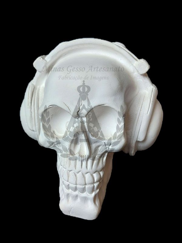 Caveira com Fone 12 x 13 cm