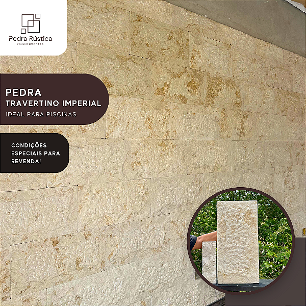 Pedra Travertino RockFace Imperial 30x60 - ( Preço /m² )