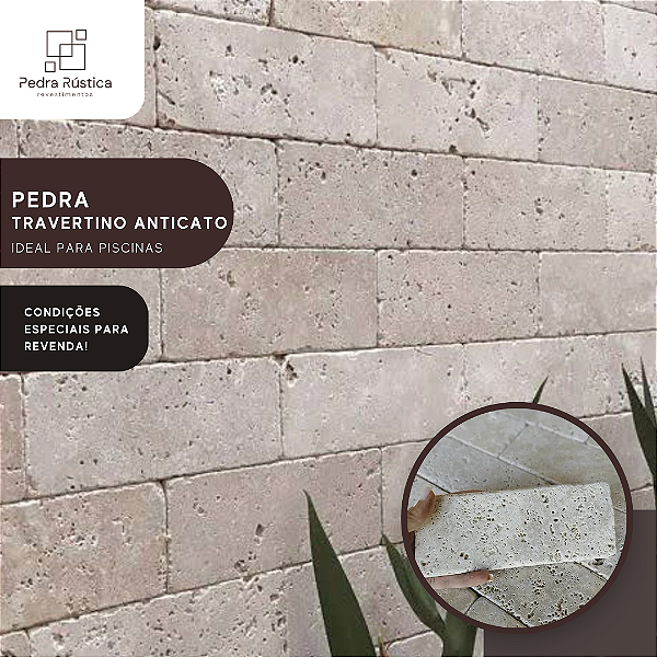 Pedra Travertino Anticato 7,5 X 20,30 - ( Preço /m² )