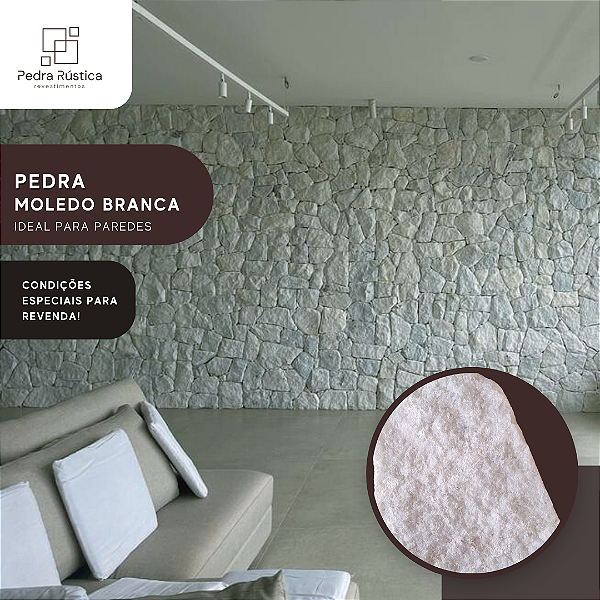 Pedra Moledo Branca Premium, tamanhos variados - ( Preço /m² )