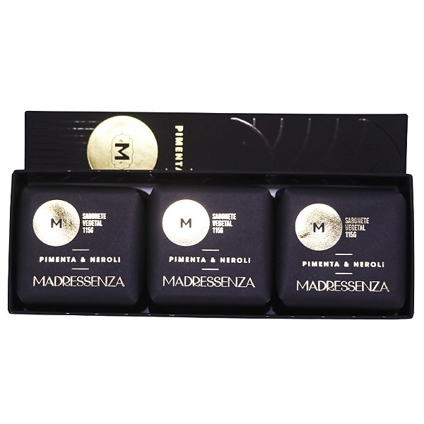 kit de 3 sabonetes em barra Madressenza Pimenta e Neroli 115 g
