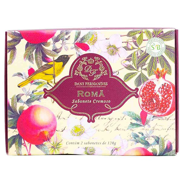Sabonete barra Dani Fernandes vegetal romã 2 unidades 120 g