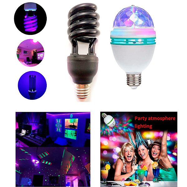 Kit Festa Iluminação Luz Negra Led Neon e Luz Giratória RGB - A7L Store |  Sua necessidade ao alcance de um click