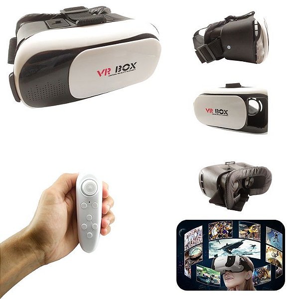 Óculos Realidade Virtual Vr Box 2.0 + Controle Cardboard 3d